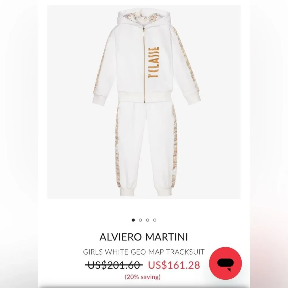 White tracksuit for girls by Alviero Martini 18 -24 m
